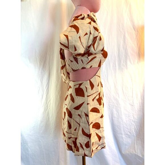 NWOT ASTR the Label Heather Dress Linen Rust Abstract Lined Open Waist XS - Picture 6 of 13